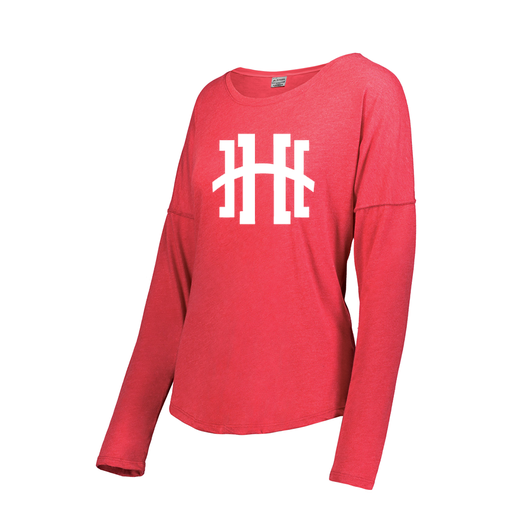 [FTLCUBRD-FAS-LOGO2] Decker Women's Tri-Blend T-Shirt - Long Sleeve (Female Adult S, Red, Logo 2)